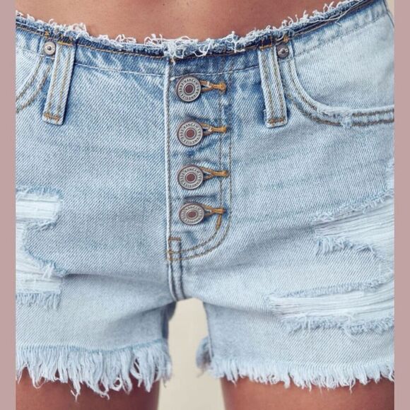 NEW KANCAN Orion Low Rise Button Down Shorts Size XL raw hem cut off - Picture 3 of 12